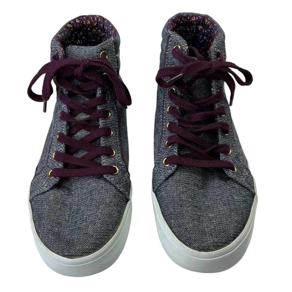 Old Navy‎ Girls Hightop Sneakers Chambray Blue Metallic Gold Sparkle and Purple